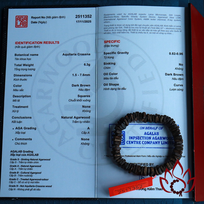 Vòng Trầm Hương Hạt Dẹp Vuông | 7 Ly | Trầm Bì Rễ Cận Chìm